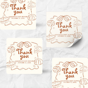 Little Cutie Pie Pumpkin Baby Shower Square Sticker