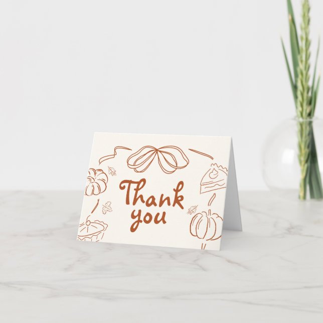 Little Cutie Pie Pumpkin Baby Shower Thank You Card (Front)