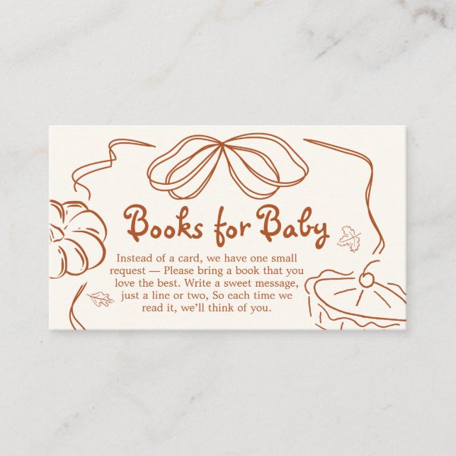 Little Cutie Pie Pumpkin BabyShower Books for Baby Enclosure Card (Front)