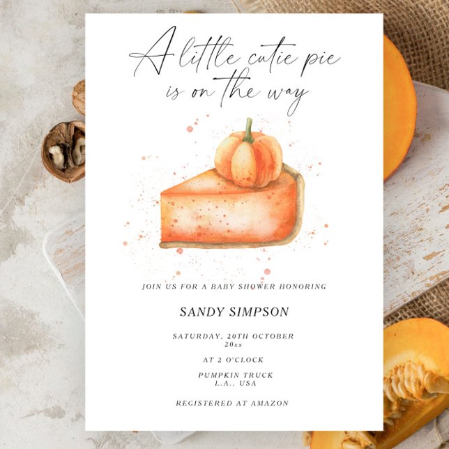 Little Cutie Pie Pumpkin Fall Baby Shower Invitation (Creator Uploaded)