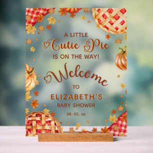 Little Cutie Pie Pumpkin Fall Baby Shower Welcome Acrylic Sign