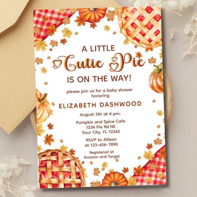 Little Cutie Pie Pumpkin Fall Boy Girl Baby Shower Invitation (Creator Uploaded)