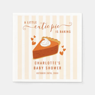 Little Cutie Pie Pumpkin Fall Stripes Baby Shower Napkin
