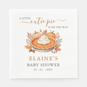 Little Cutie Pie Pumpkin Pie Fall Baby Shower Napkin