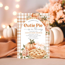 Little Cutie Pie Rustic Floral Gingham baby shower