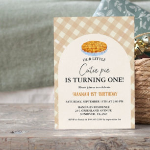 Little Cutie Pie Thanksgiving White 1st Birthday Invitation