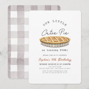 Little Cutie Pie Thanksgiving White Birthday Invitation