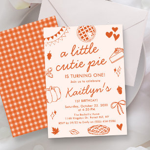 Little Cutie Pie Turning One! Fall 1st Birthday Invitation