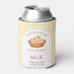 Little Cutie Pie Yellow Chequered Baby Shower Can Cooler
