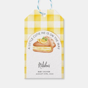 Little Cutie Pie Yellow Gingham Plaid Baby Shower Gift Tags