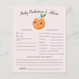 Little Cutie Pink Baby Predictions & Advice Card