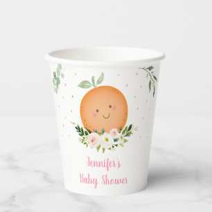 Little Cutie Pink Floral Baby Shower Paper Cups