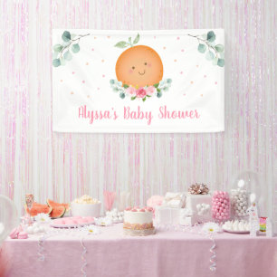 Little Cutie Pink Girl Baby Shower  Banner