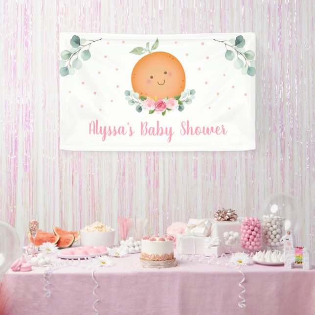 Little Cutie Pink Girl Baby Shower  Banner (Party)