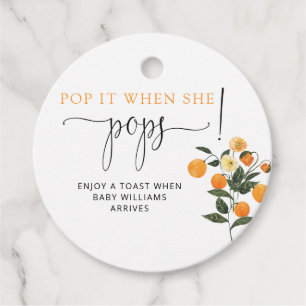 Little cutie Pop it when she pops baby shower Favo Favour Tags