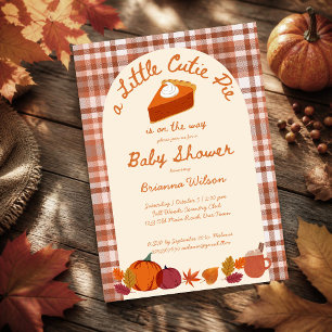 Little cutie pumpkin pie fall plaid baby shower invitation
