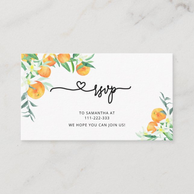 Little cutie RSVP  Enclosure Card (Front)