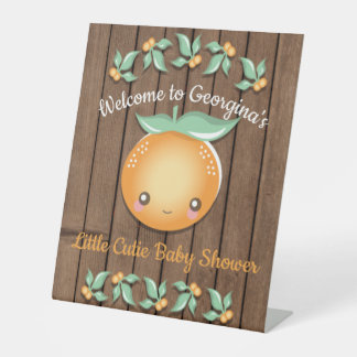 Little Cutie Rustic Baby Shower Pedestal Sign