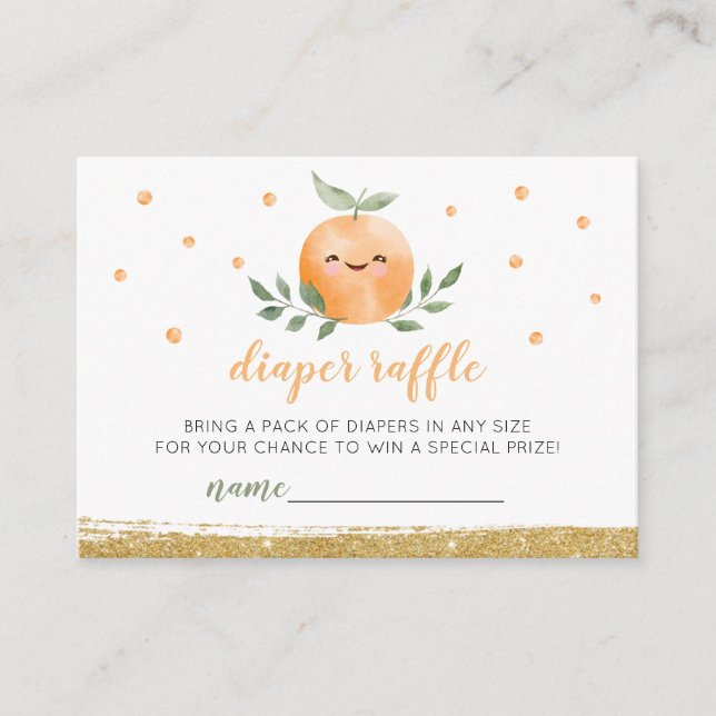 Little Cutie Sage Green Diaper Raffle Baby Shower Enclosure Card (Front)