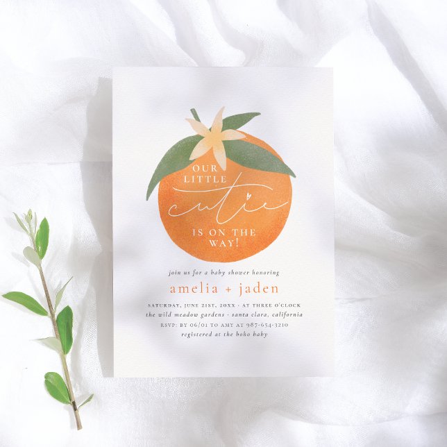 Little Cutie | Spring Orange Couple's Baby Shower Invitation (Creator Uploaded)