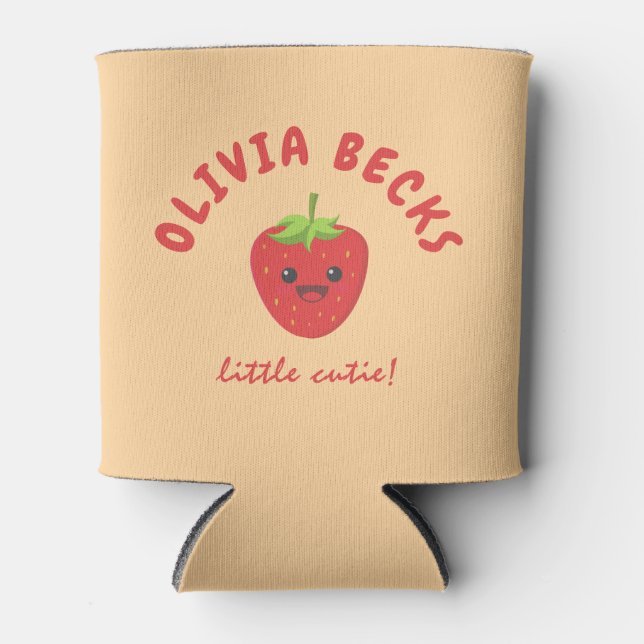 Little Cutie Strawberry Baby Shower  Can Cooler (Front)