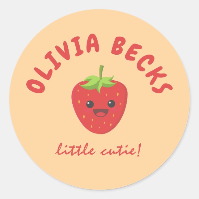 Little Cutie Strawberry Baby Shower  Classic Round Sticker (Front)