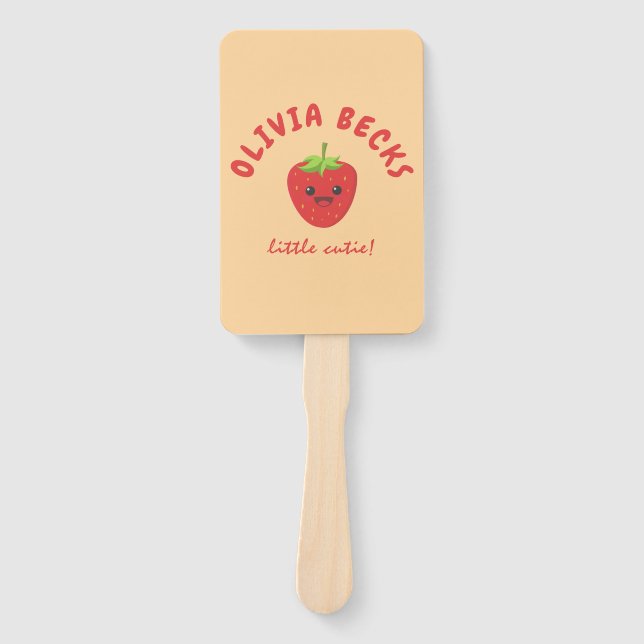 Little Cutie Strawberry Baby Shower  Hand Fan (Front)