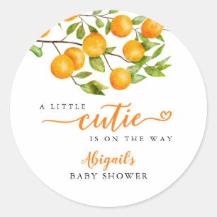 Little Cutie Summer Baby Shower Favour Classic Round Sticker
