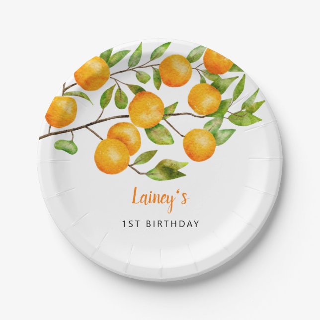 Little Cutie Summer Birthday Party Paper Plate (Front)