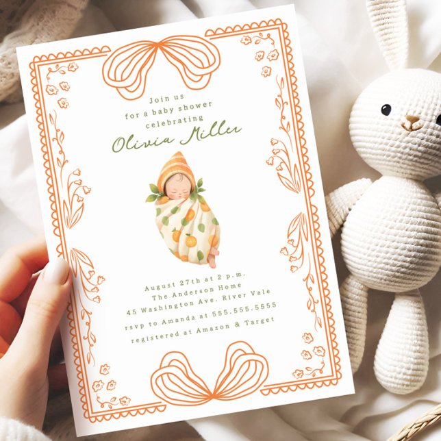 Little Cutie Swaddled BabyShower   Invitation (Creator Uploaded)