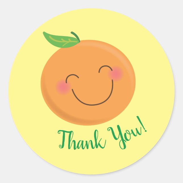 Little Cutie Tangerine Baby Shower Gender Neutral Classic Round Sticker (Front)