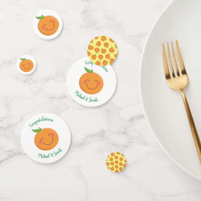 Little Cutie Tangerine Baby Shower Gender Neutral Confetti (Group)
