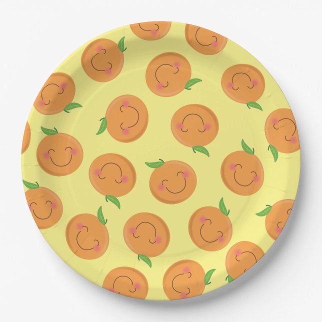 Little Cutie Tangerine Baby Shower Paper Plate (Front)