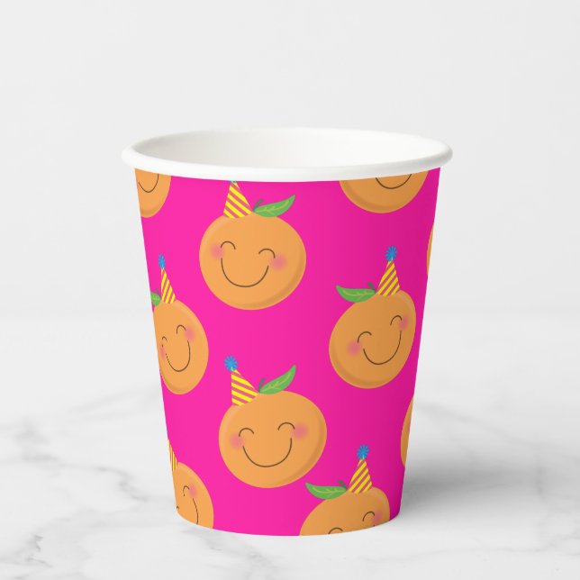 Little Cutie Tangerine Birthday Party Paper Cups (Front)