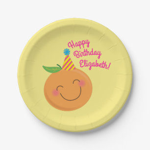 Little Cutie Tangerine Birthday Party Paper Plate