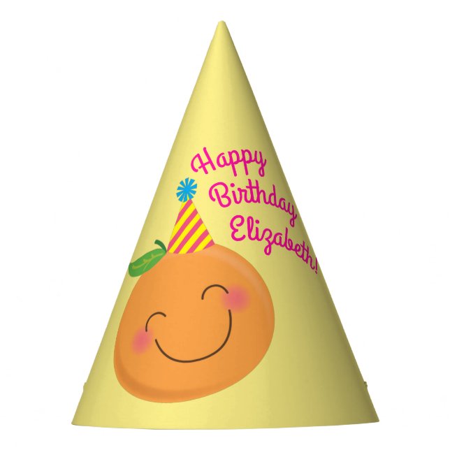 Little Cutie Tangerine Birthday Party Party Hat (Front)