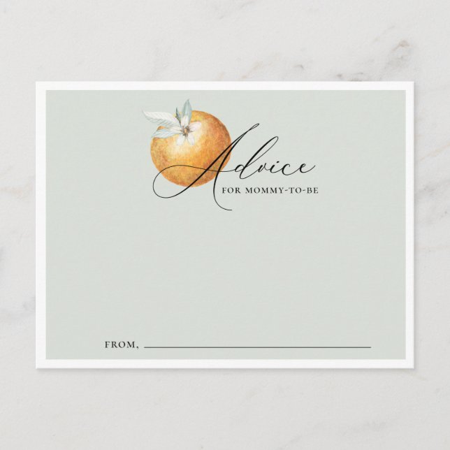 Little Cutie Theme Baby Shower Advice Card (Front)