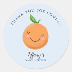 Little Cutie Theme Baby Shower Blue Favour Classic Round Sticker