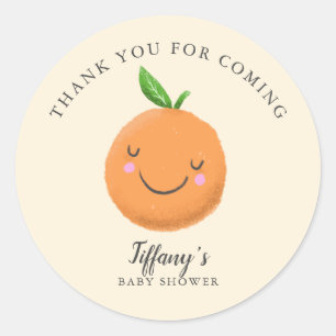 Little Cutie Theme Baby Shower Yellow Favour Classic Round Sticker