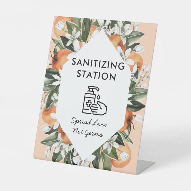 Little Cutie Themed Sanitising Station Baby Shower Pedestal Sign (Front)