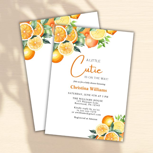 Little Cutie Watercolor Citrus Summer Baby Shower Invitation (Creator Uploaded)