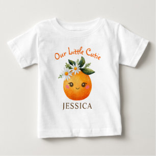 Little Cutie Watercolor Orange Fruit Baby Name T-Shirt