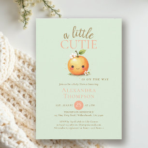 Little Cutie Watercolor Orange Mint Baby Shower Invitation