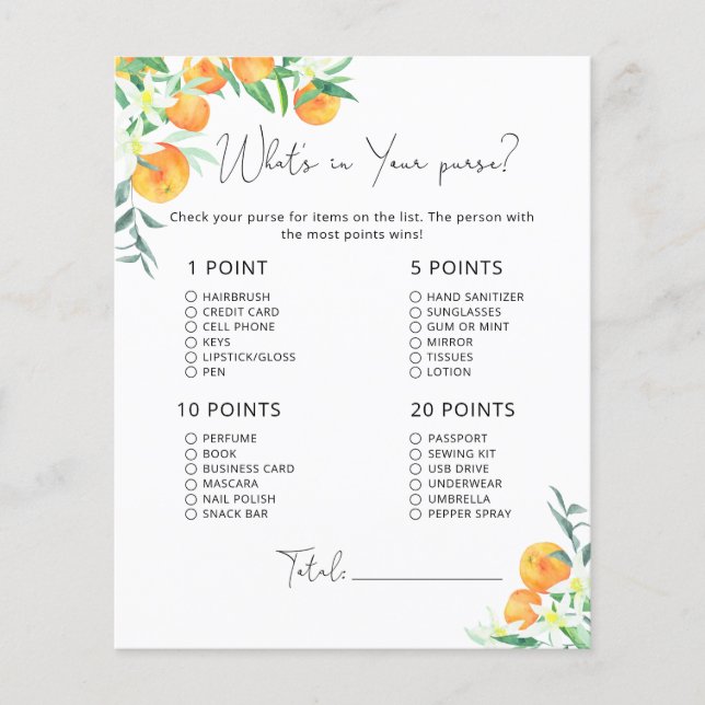 Little cutie Whats in your purse game (Front)