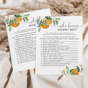 Little Cutie Who knows mummy best baby shower game