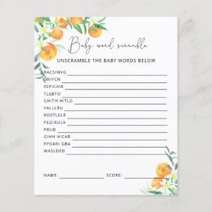 Little cutie Word Scramble   Baby Shower Game