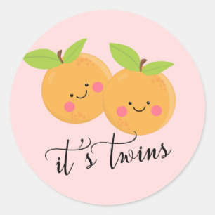 Little Cuties It' Twins Favour Classic Round Sticker