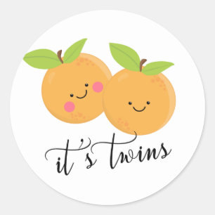 Little Cuties It's Twins Favour Classic Round Sticker