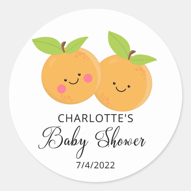 Little Cuties Twins Baby Shower Classic Round Stic Sticker (Front)
