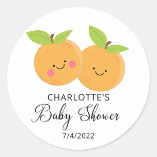 Little Cuties Twins Baby Shower Classic Round Stic Sticker